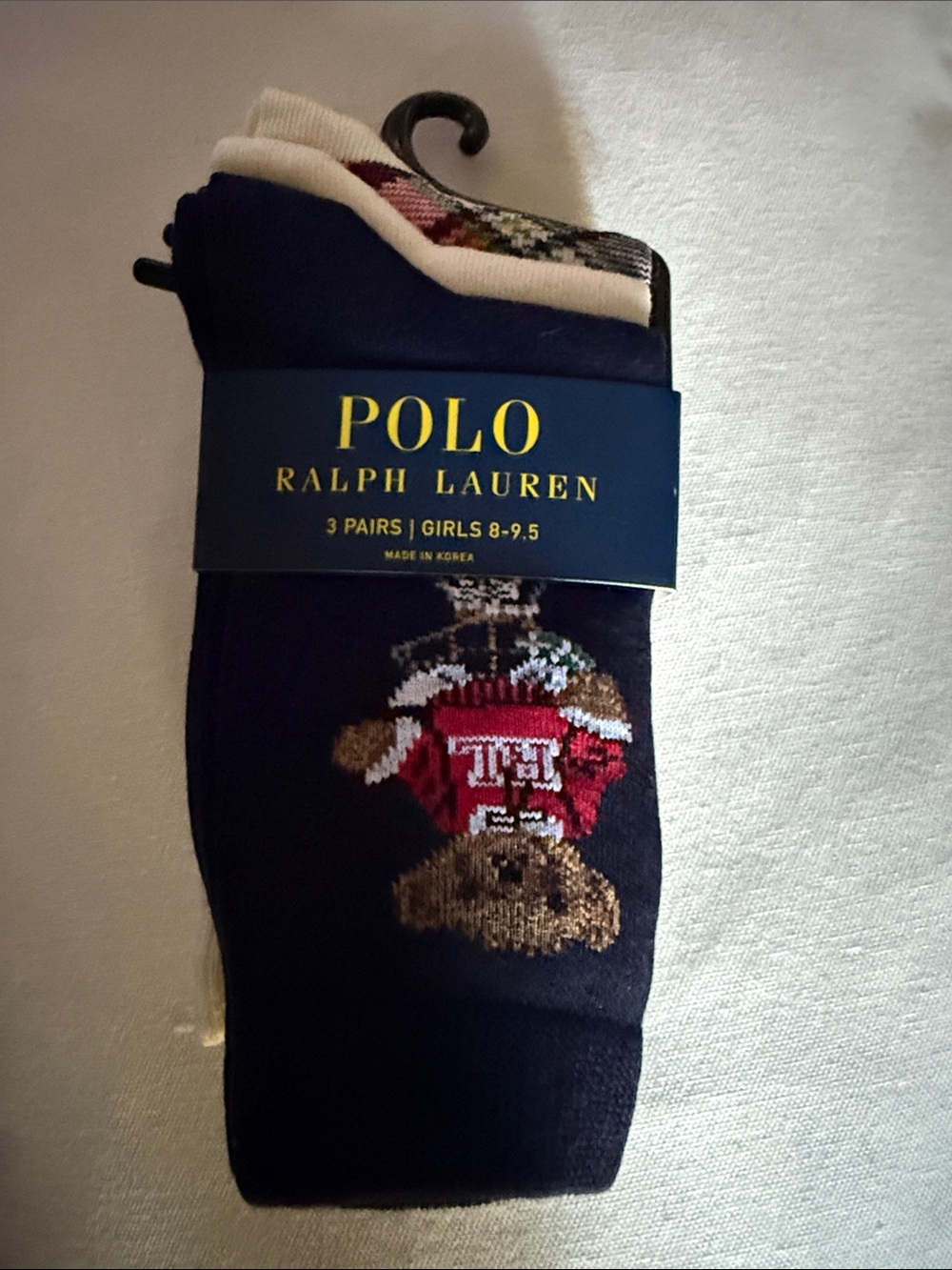 Polo by Ralph Lauren Navy Girls' Bear Ankle Socks - 3 Pack